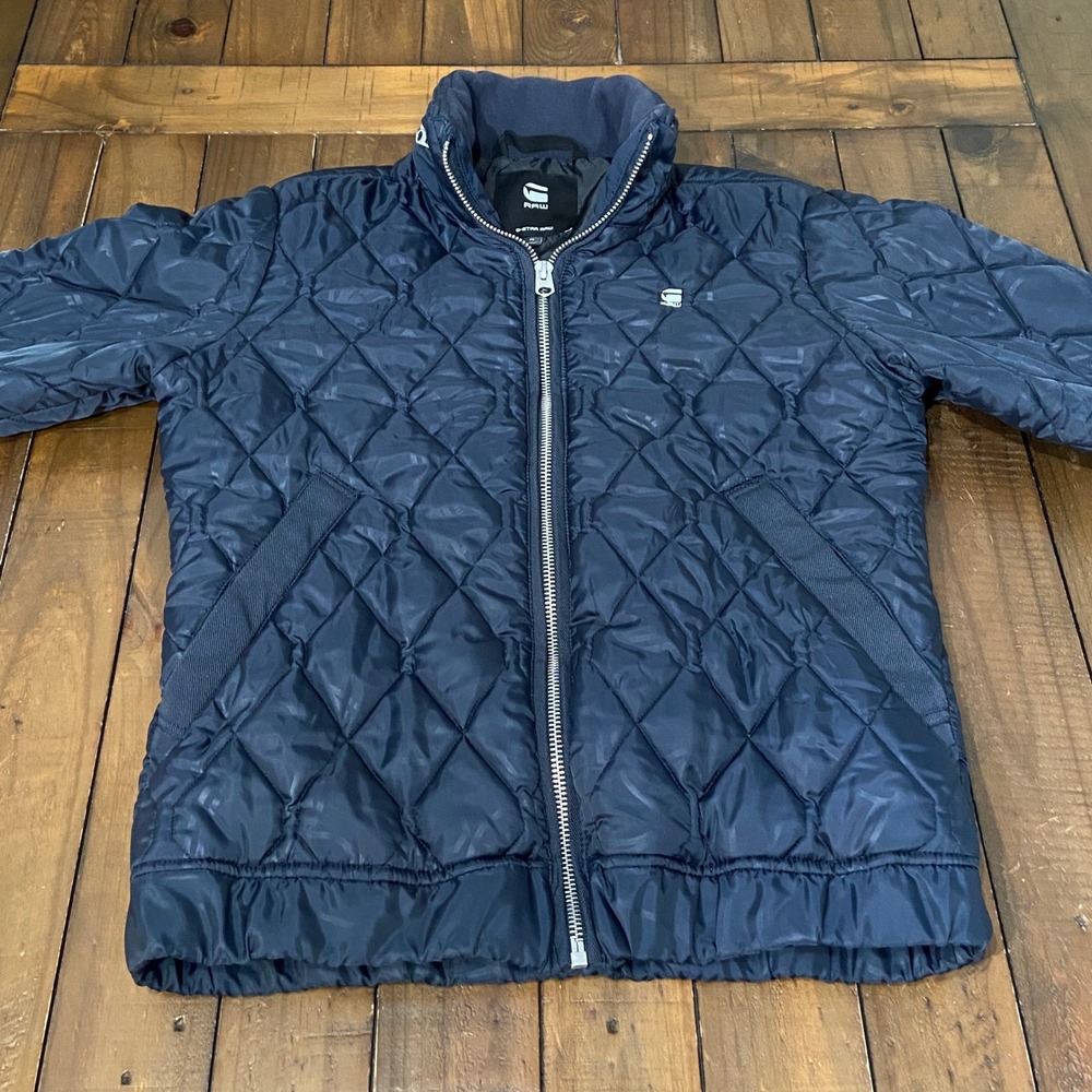 G-Star Raw Meefic Quilted Overshirt Jacket Navy Blue Mens Size M